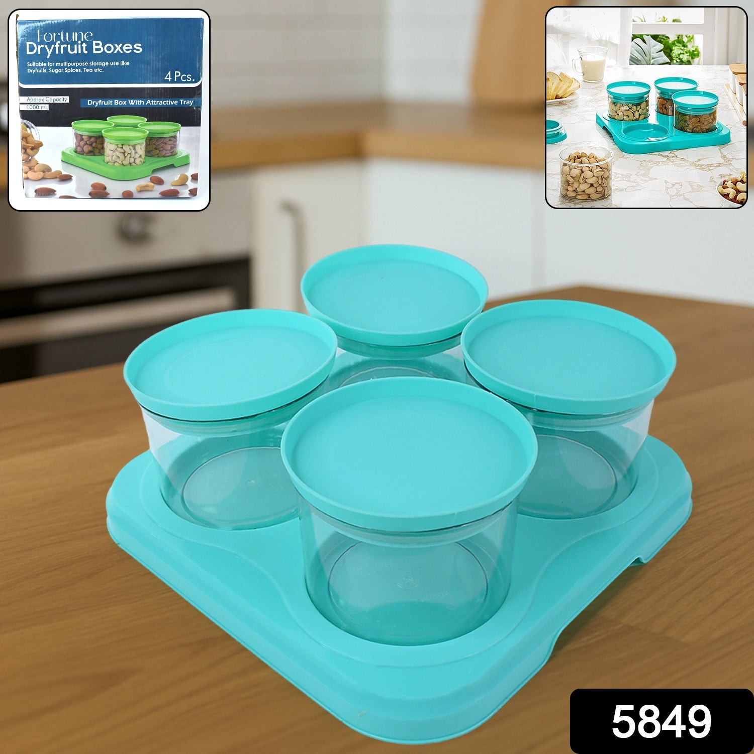 Airtight Container Jar 4 Pc Set With Stylish Tray for Kitchen Unbreakable Jar Set for Multipurpose Storage ( Mukhwas Dani ) Airtight Container Jar 4 Pc Set With Stylish Tray for Kitchen Unbreakable Jar Set for Multipurpose Storage ( Mukhwas Dani )
